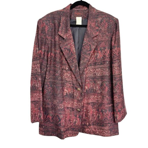 Patina International Jackets & Blazers - Vtg PATINA INTERNATIONAL 100% Silk Artsy Blazer Jacket Women‎ Large Multicolor